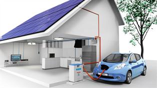 Un sistema en el Nissan Leaf almacena energía para usarla luego en el hogar