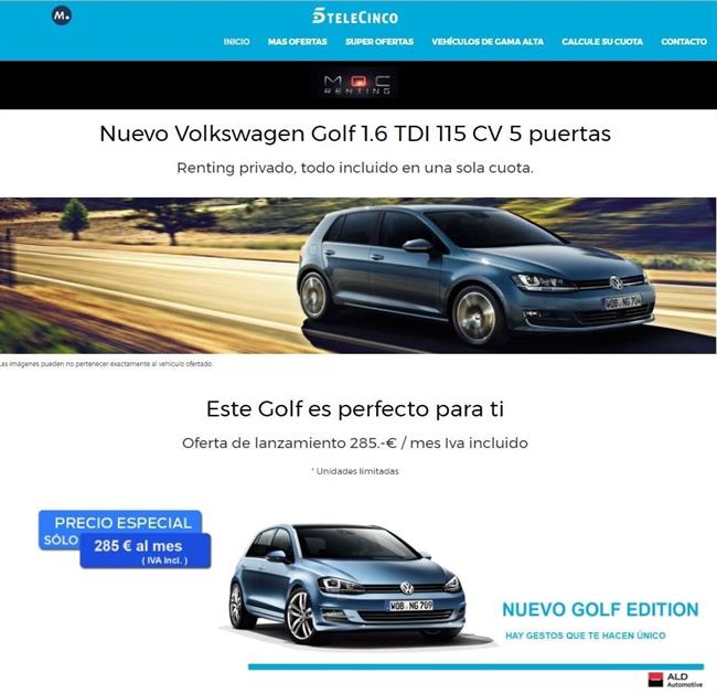 ALD Automotive y Mediaset lanzan una plataforma 'online' de renting para clientes particulares