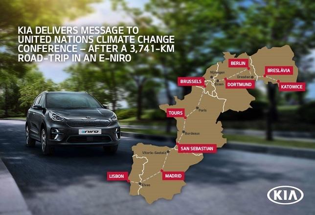 El crossover 100% eléctrico e-Niro, de Kia, completa un viaje de casi 4.000 kilómetros