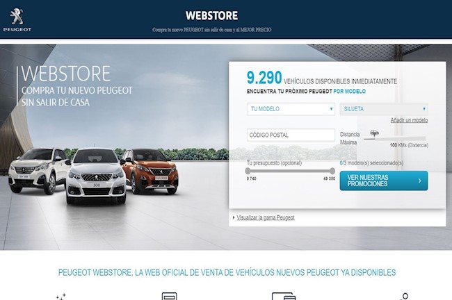 Peugeot permite reservar un vehículo y solicitar una oferta personalizada a través de su web