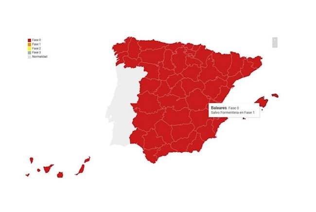 RACE publica un mapa para consultar en qué fase de la desescalada está cada provincia española