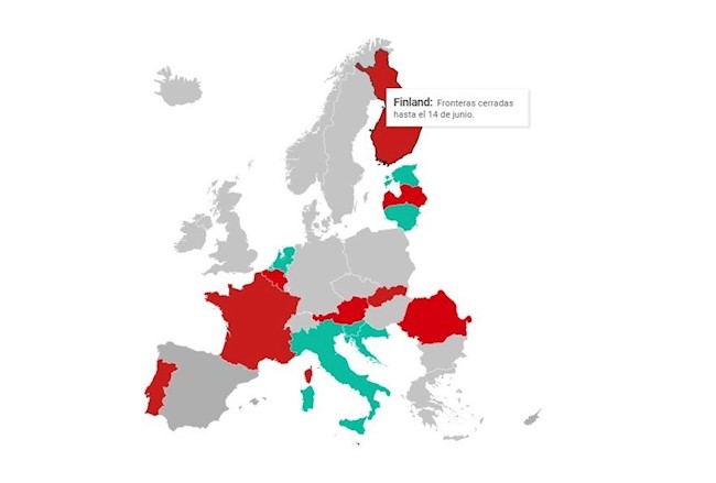 El RACE publica un mapa para consultar el estado de las fronteras europeas por el Covid-19