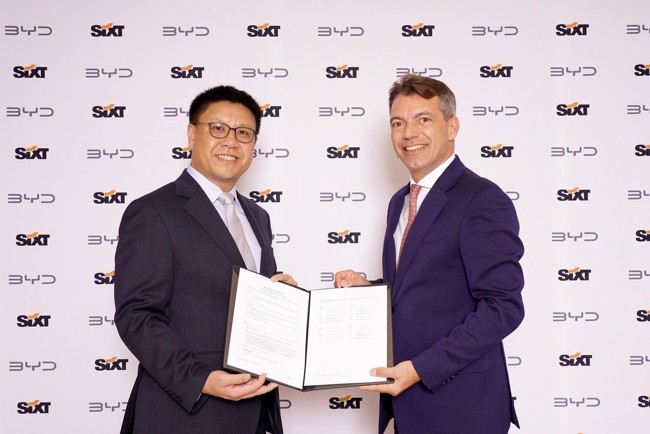Sixt incorporará más de 100.000 vehículos de BYD a su flota de alquiler europea en seis años