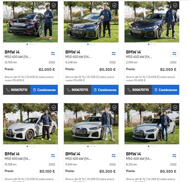 BMW pone a la venta los coches de los futbolistas del Real Madrid con ofertas durante noviembre