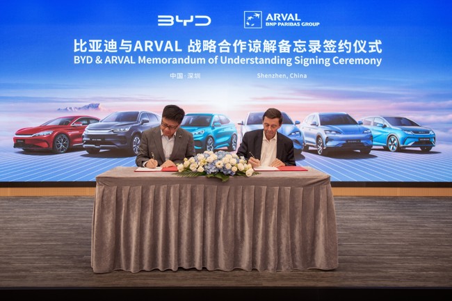 Arval será el socio exclusivo de renting de BYD en España, Italia y Alemania