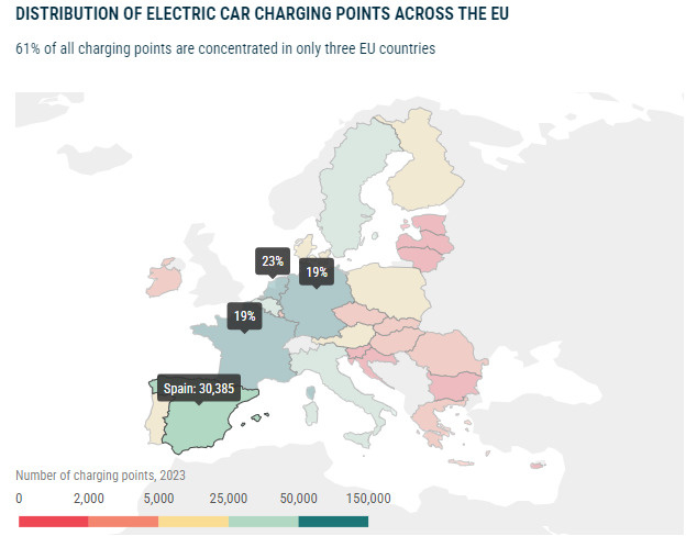 España se cuela en el 'top ten' de los países europeos con más puntos de recarga de vehículos