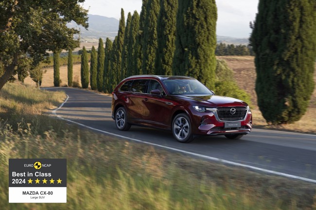 Euro NCAP nombra al Mazda CX-80 como el coche más seguro de la categoría SUV grandes