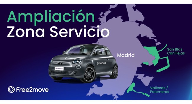 Free2move amplía su flota de coches compartidos en los barrios madrileños de San Blas y Vallecas